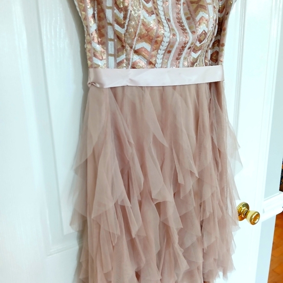 Deb Plus Dress Sequin Asymetrical  Lace Party HOCO Wedding Quince Size 16 - Picture 10 of 11